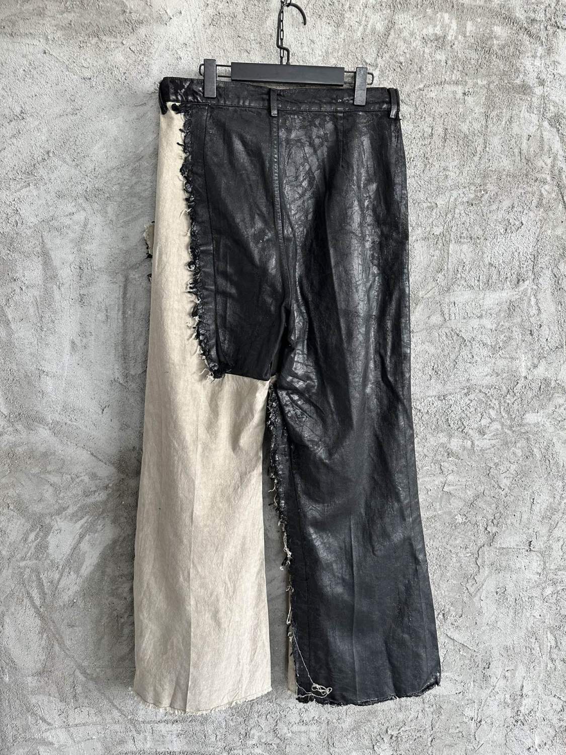 Rick Owens Waxed Colorblock Wide-leg Pants #334947