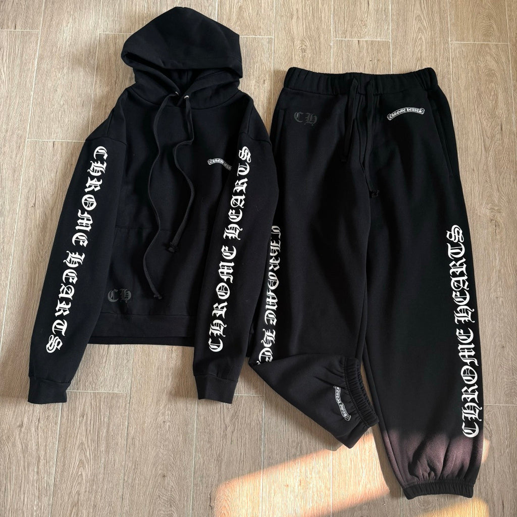 Chrome Hearts Sanskrit Letters on the Side Jacket Hooded Sweatshirt Pants #375726