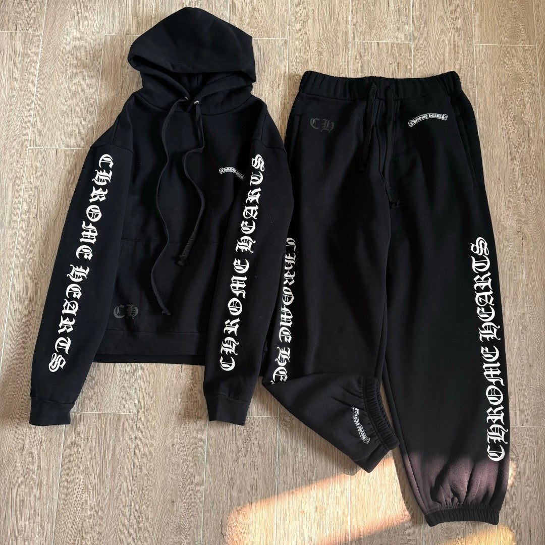 Chrome Hearts Sanskrit Letters on the Side Jacket Hooded Sweatshirt Pants #375726