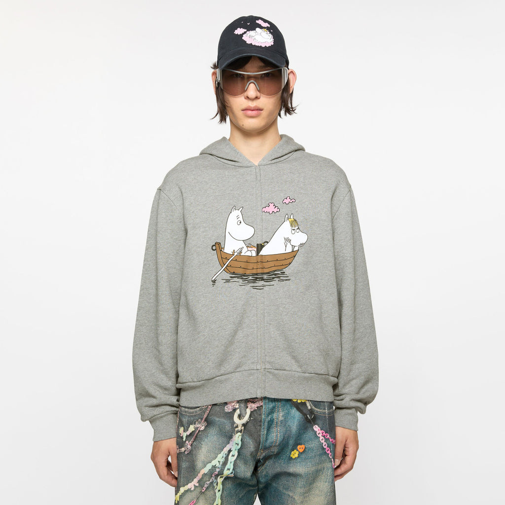 Acne Studios X Moomin Artist Tove Jansson Cartoon Print Fashion Trend Gray Hooded Zipper Sweatshirt  Fall Winter Ngvp #2653