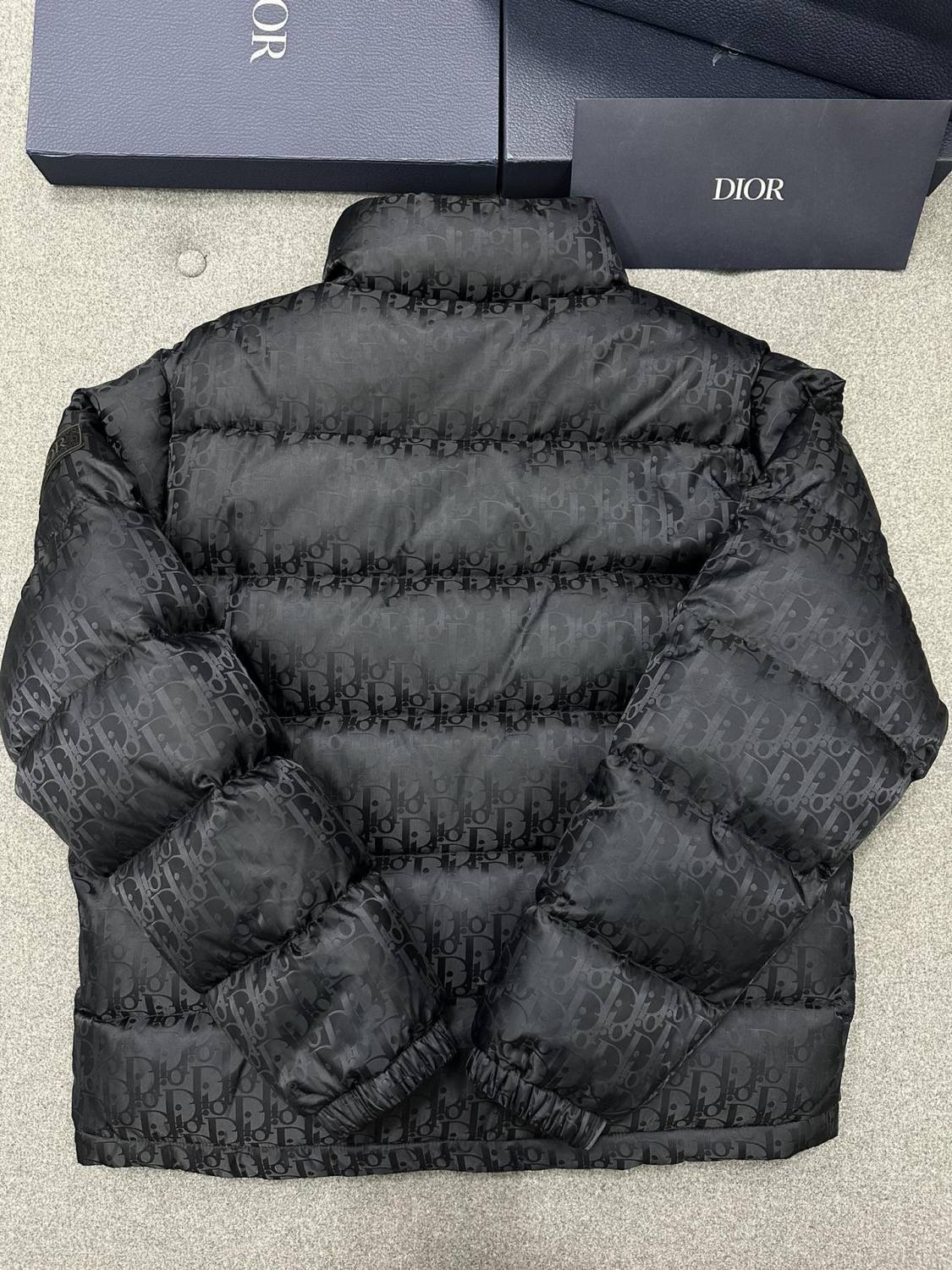 Dior Top-quality Version Men's Winter Solid Color Logo Full Print Zipper Collar Down Long Sleeve Puffer Down Jacket #334786