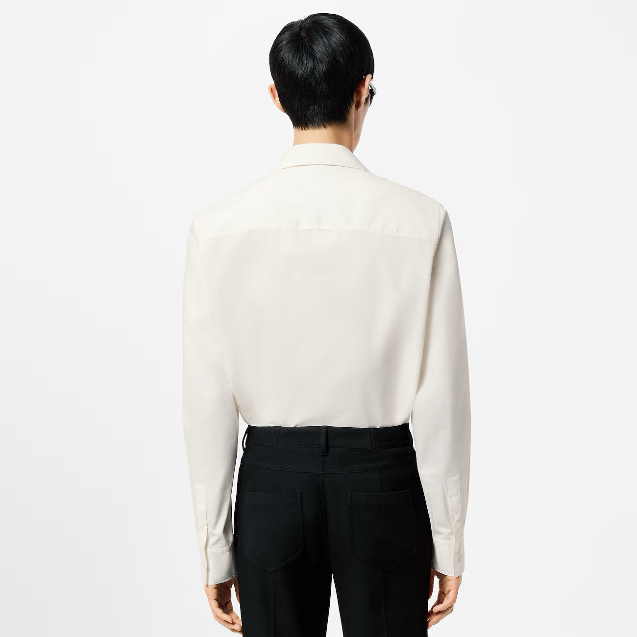 Louis Vuitton Men's Spring And Fall White Letters Logo Embroidery Single Breasted Long Sleeved Shirt #73264