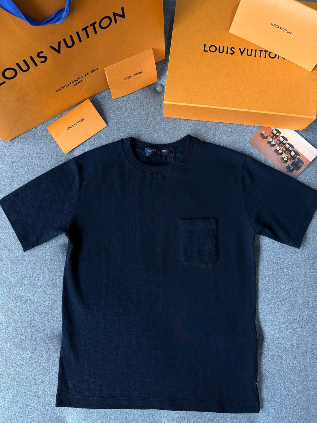 Louis Vuitton Men's Summer Solid Colour Round Neck Chest Strap Cotton Short Sleeve T-Shirt #97859