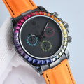 Rolex Men's Women's Fashion Luxury With Diamonds Orange Strap Casual Temperament Mechanical Watch #98764