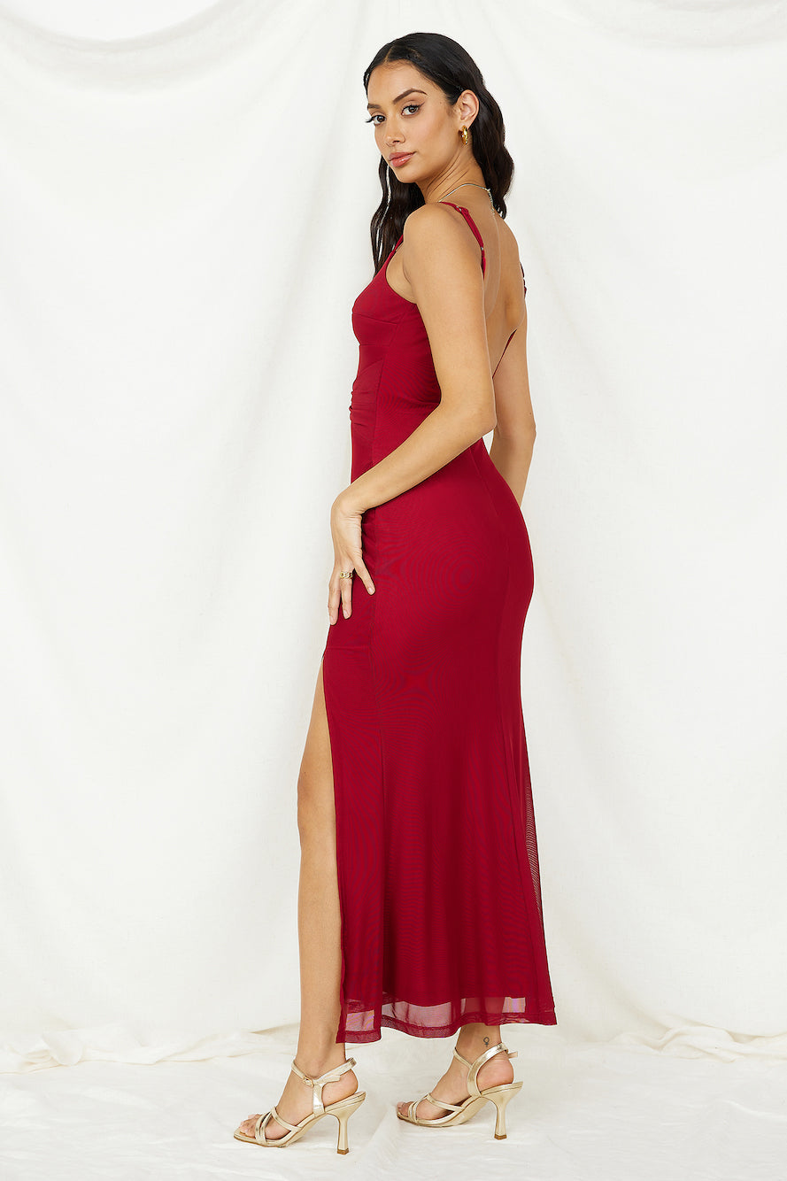 Take Me To Dinner Maxi Dress Wine
