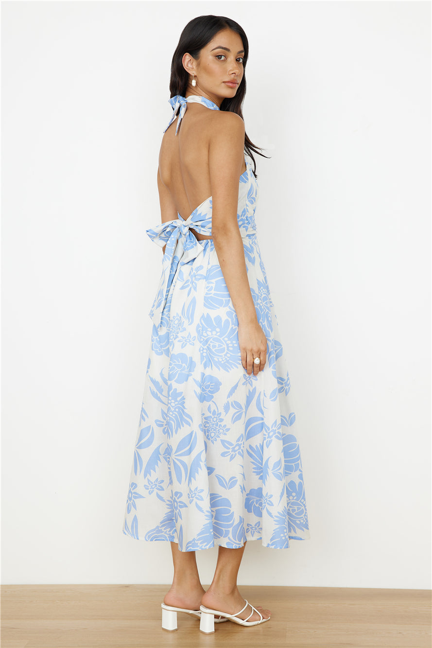 Showing Emotions Halter Maxi Dress Blue