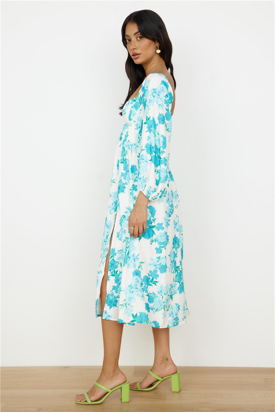 Sweet Epiphany Midi Dress Blue Floral