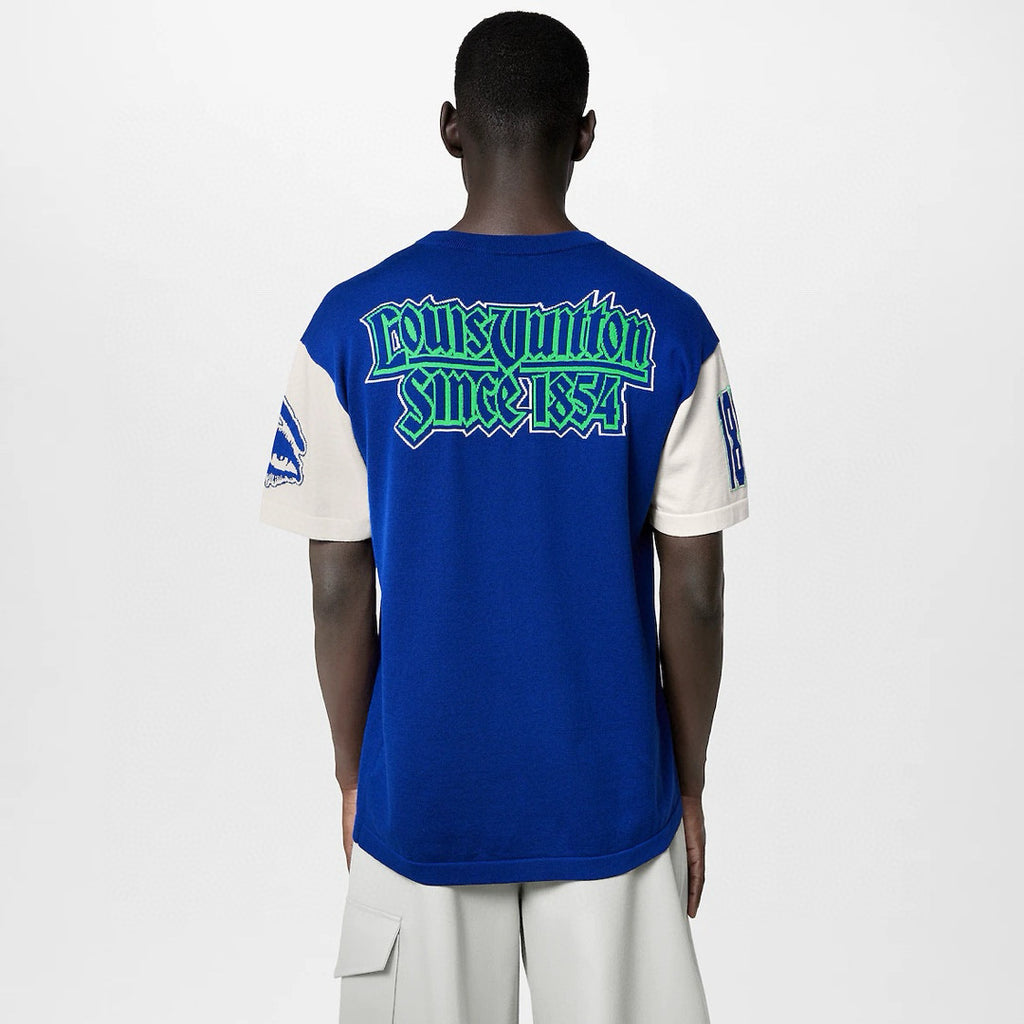 Louis Vuitton Men's Summer Colour Block Letter Print Round Neck Cotton Short Sleeve T-Shirt #76788
