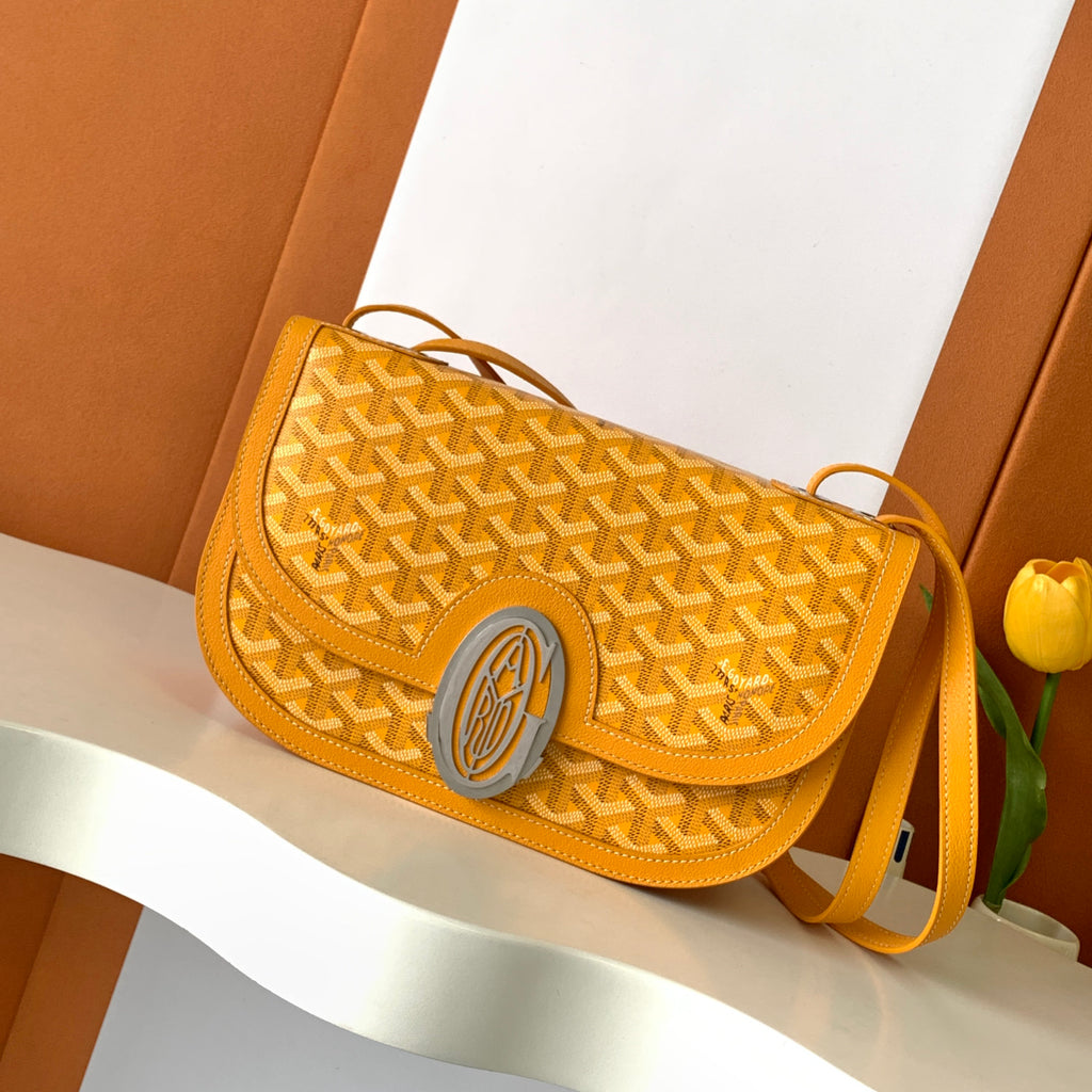 GOYARD Men's and Women's Old Flower Full Print Adjustable Shoulder Strap Canvas Patchwork Leather Flap Messenger Bag Shoulder Crossbody Bags #75318