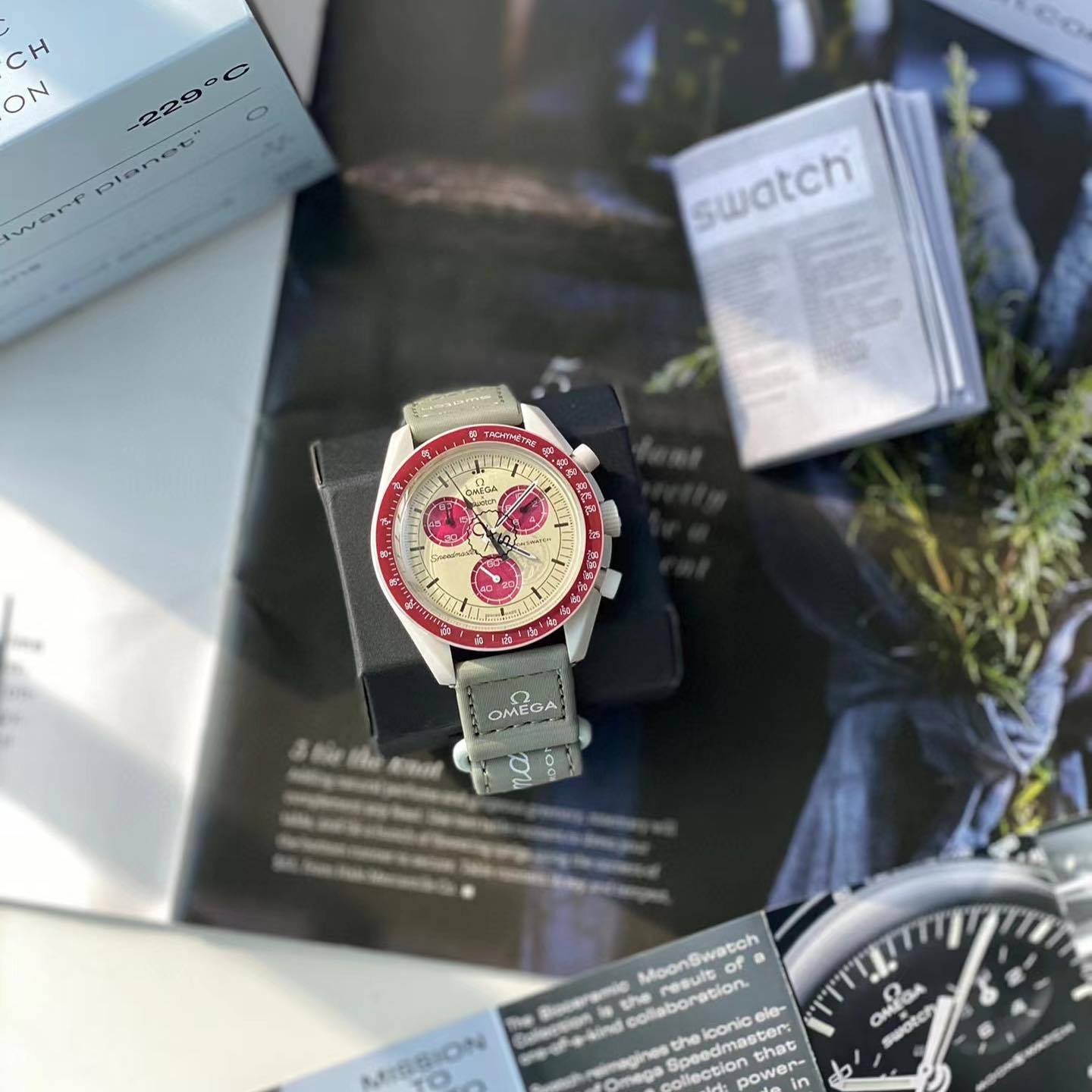OMEGA Quartz Ceramic Planet 42mm Magic Wristband Casual Watch #81212