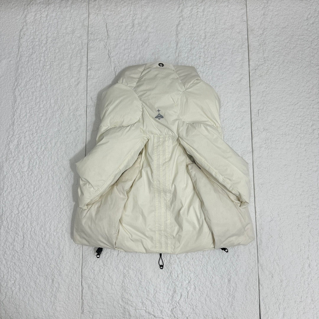 Adidas Men's and Women's Spring and Autumn Solid Color Quilted Logo Drawstring Zipper Down Vests Jacket #73672