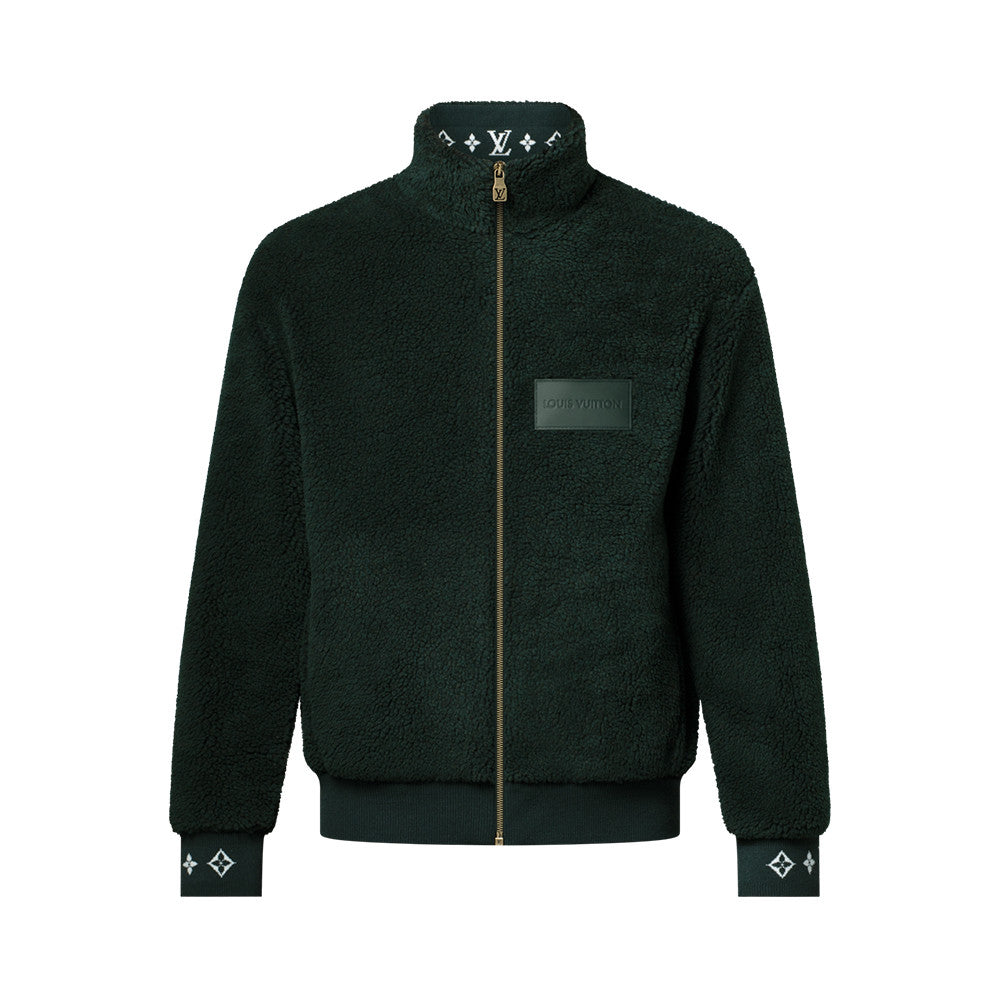 Louis Vuitton Women's and Men's Dark Green Suede Leather Label Teddy Velvet Suede Belted Jacket With Leather Patches #332529