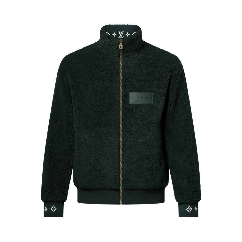 Louis Vuitton Women's and Men's Dark Green Suede Leather Label Teddy Velvet Suede Belted Jacket With Leather Patches #332529