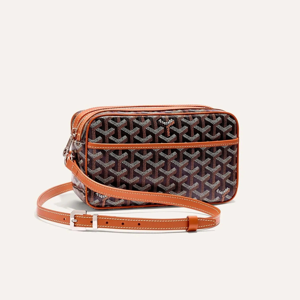 GOYARD Cap-vert Men's And Women's Old Flower Full Print Inside And Outside Compartments Canvas Patchwork Leather Messenger Bag Camera Bag Shoulder Crossbody Bags #76387