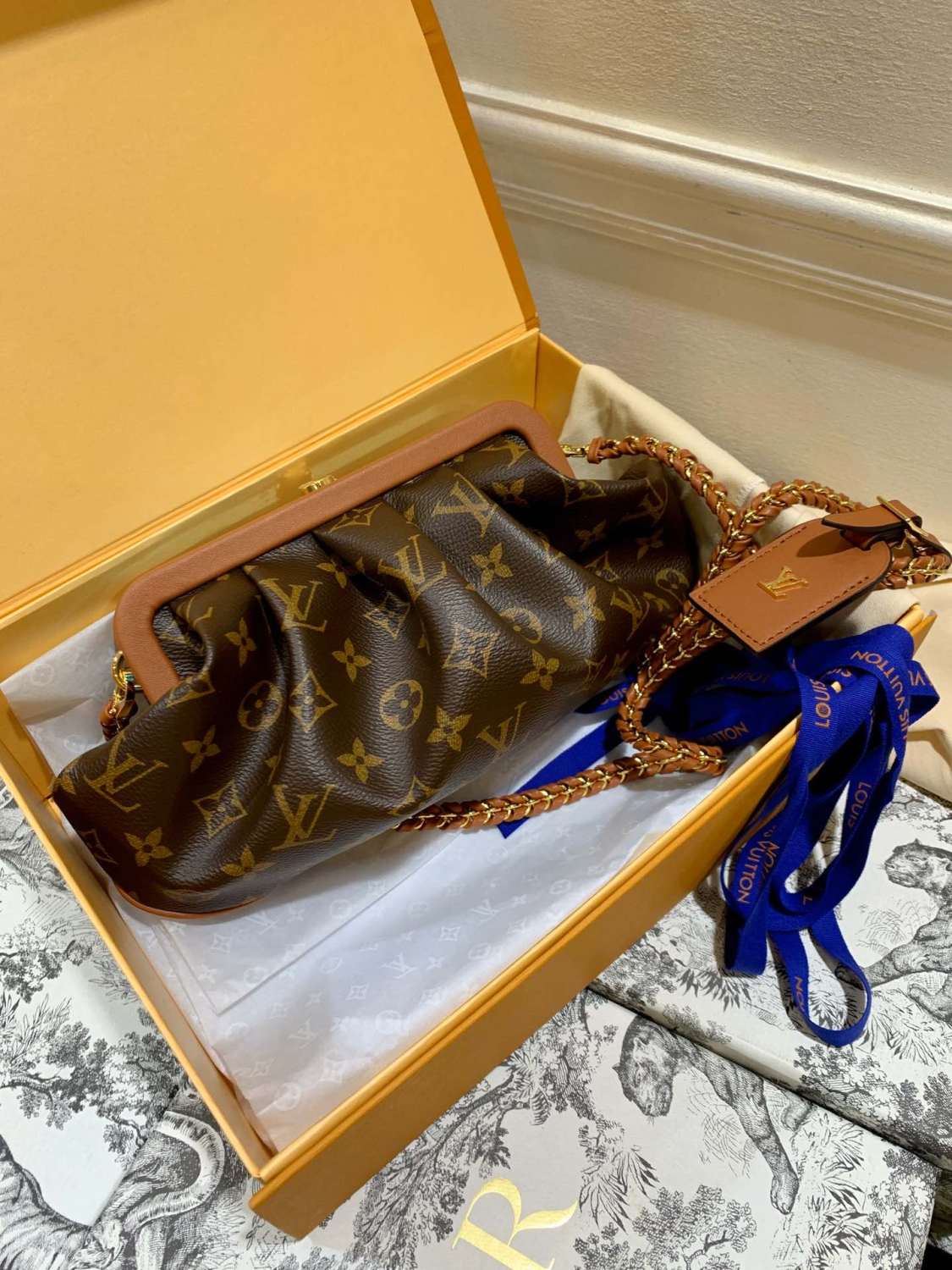 Louis Vuitton New Boursicot Cloud Bag From The Spring/summer 2020 Runway Show Reversible Design With Monogram On One Side And Yellow Floral Print On The Other Bag Bags #197226