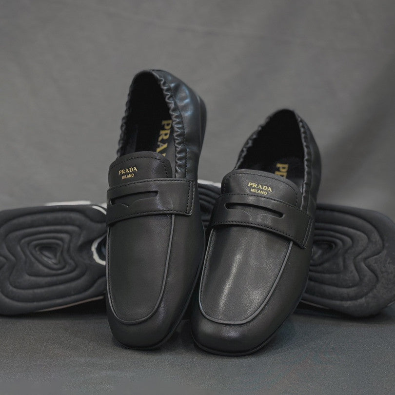 Prada Women's Spring/fall Fashion Casual Leather Round Toe Slip On Loafers Casual Shoes #78369