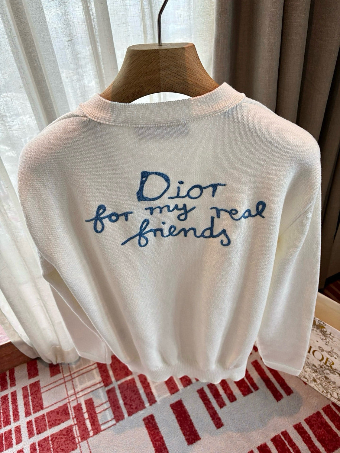 DIOR AND HYLTON NEL Men's And Women's Spring And Autumn Solid Color Letters Printed V-neck Knitted Single Breasted Long Sleeved Cardigan Jacket #76493