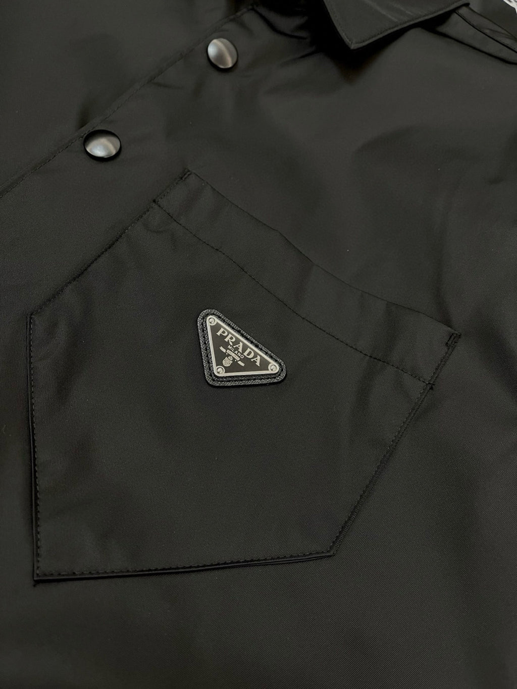 Prada Re-Nylon Men's Spring/Fall Fashion Casual Solid Color Collared Single Button Nylon Jacket Shirt #78762