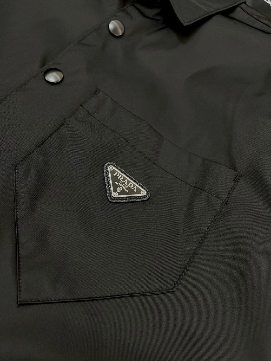 Prada Re-Nylon Men's Spring/Fall Fashion Casual Solid Color Collared Single Button Nylon Jacket Shirt #78762