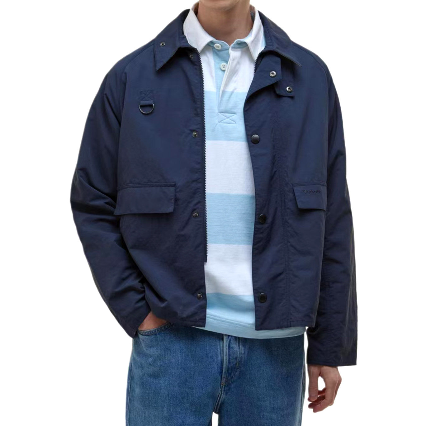 Barbour Men's Spring/Fall Fashion Classic Solid Color Lapel Single Breasted Waterproof Polyester Blend Fabric Casual Oversized Jacket #79495