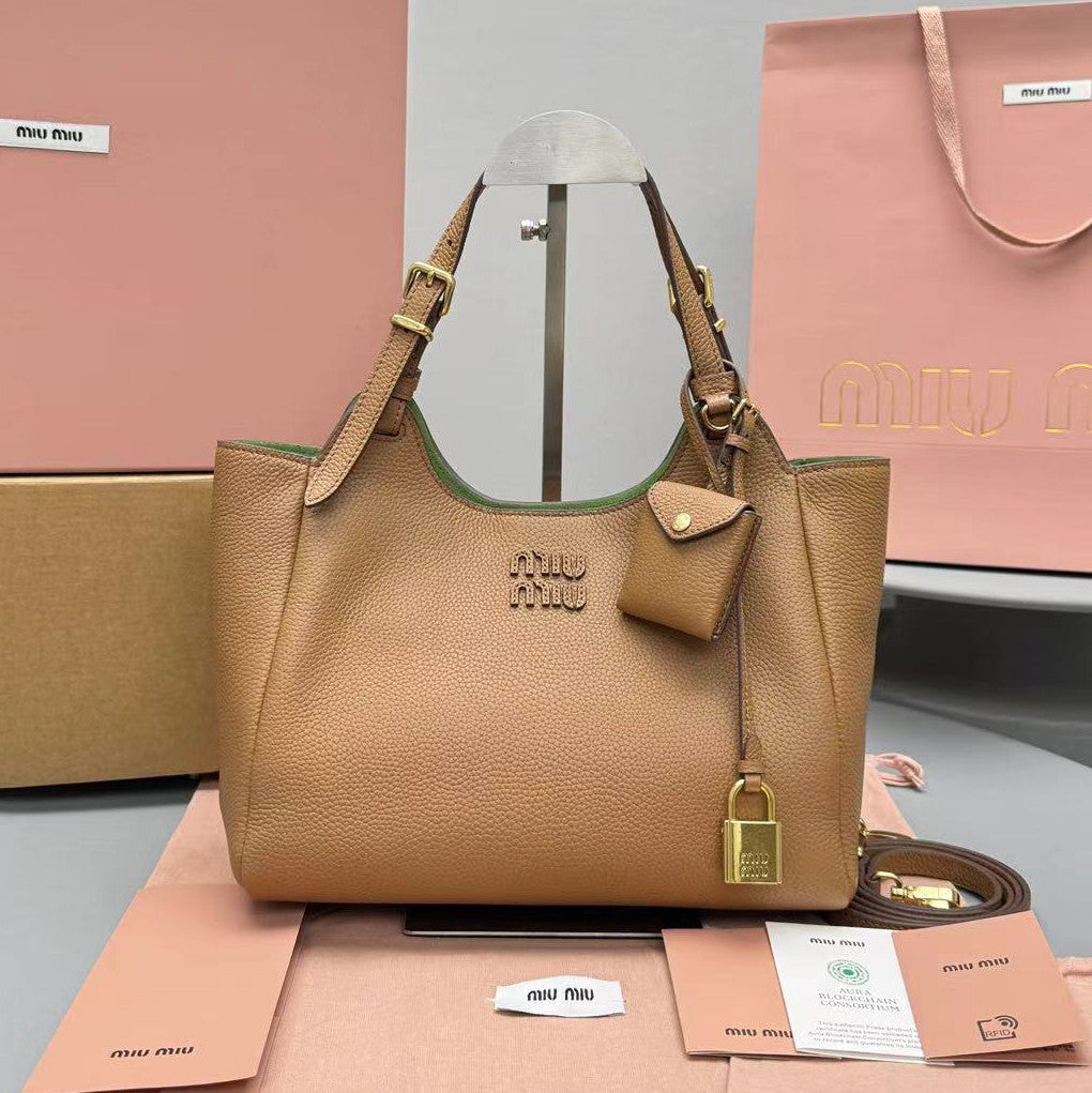 MiuMiu Women's Fashion Classic Solid Color Grain Leather Logo Handbag Shoulder Bag Bags 5BA304_2IFL_F0ZKS #79515