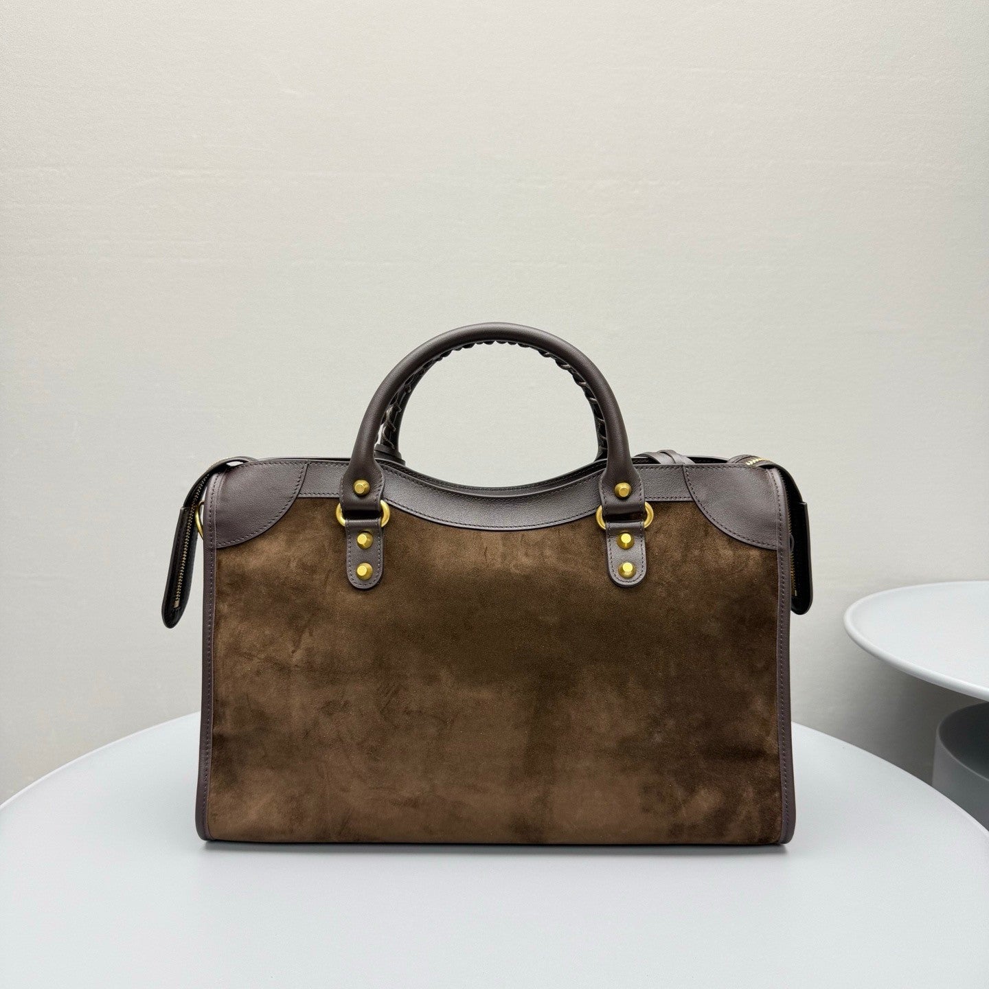 Balenciaga Le City Medium-sized Handbag: Suede Studded girly Bag Large Capacity Suitable Shoulder Bag Tote Crossbody Bags #84136A