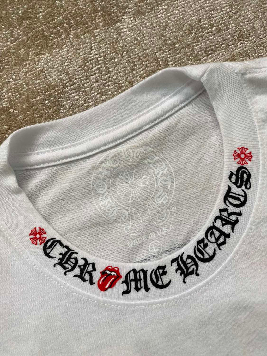 Chrome Hearts Men's and Women's Summer Neckline Sanskrit Letter Round Neck Cotton Short Sleeve T-shirt #99979