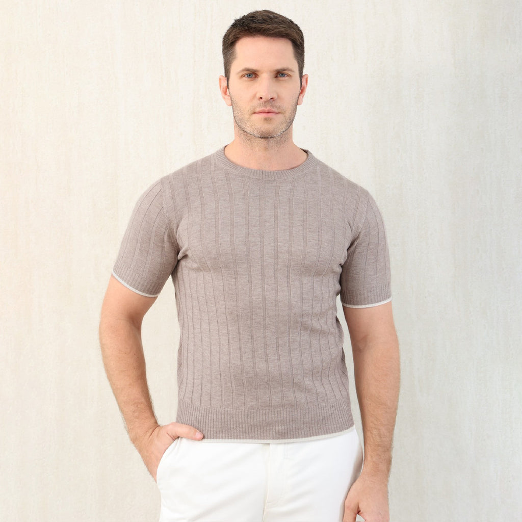 Brunello Cucinelli Spring And Summer Men's Flat Ribbed Linen And Cotton Knitted T-Shirt Fashion Trend Casual Comfortable Round Neck T-Shirt Ngvp #1348