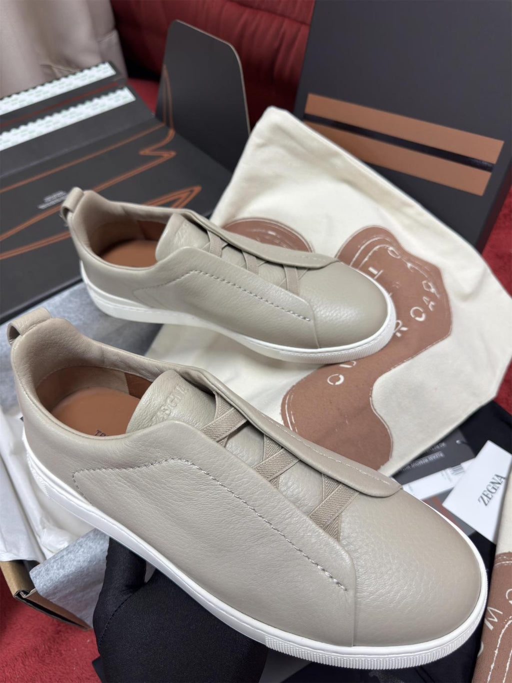 Ermenegildo Zegna Men's Solid Color Leather Fabric Simple Flat Casual Shoes #77223