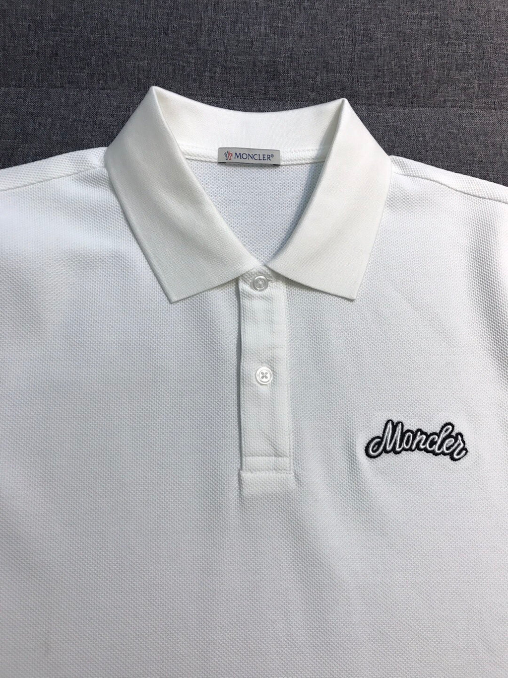 Moncler Men's Summer Embroidered Letter Print Polo Neck Solid Color Short Sleeve T-Shirt #75655