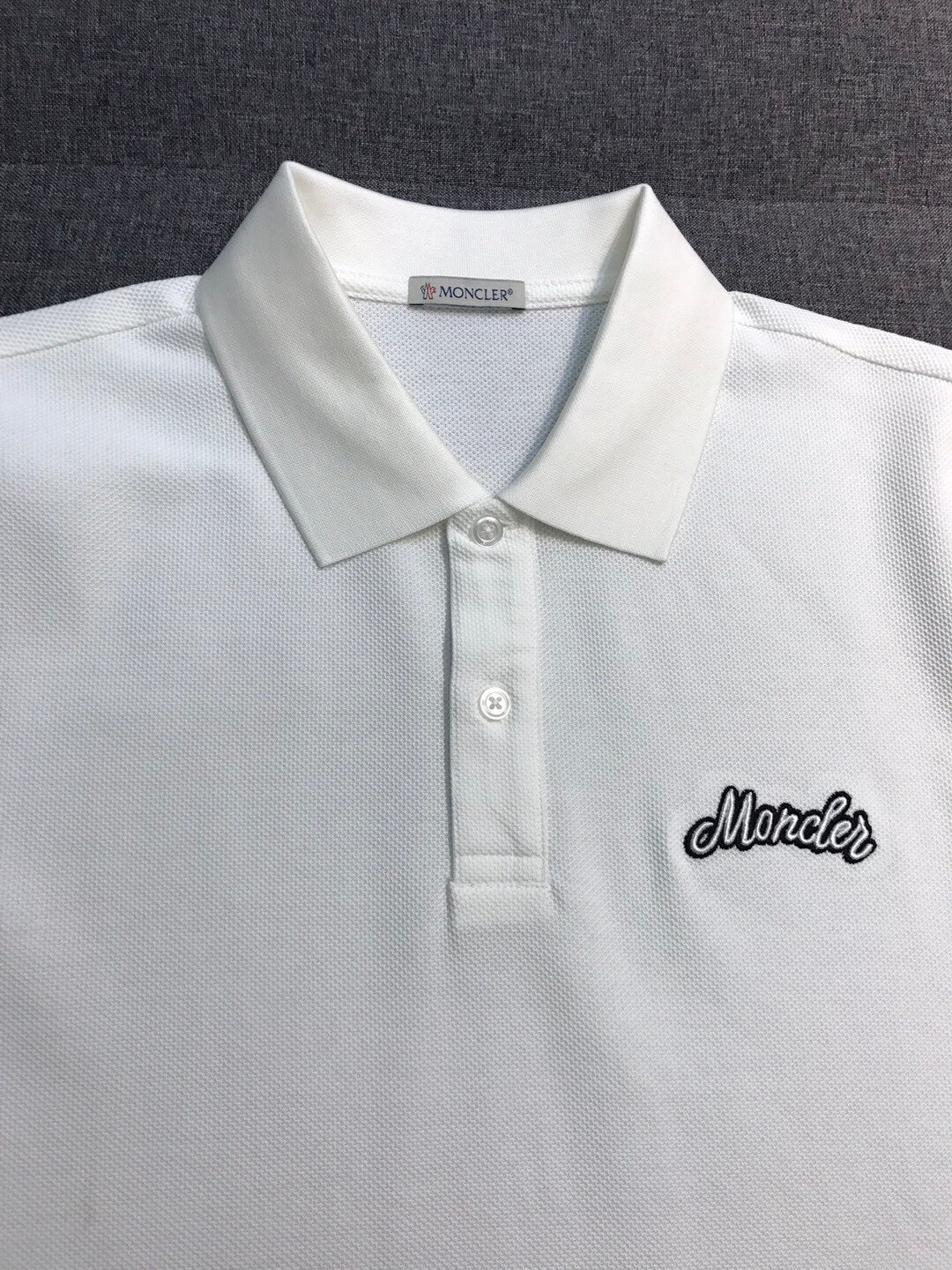 Moncler Men's Summer Embroidered Letter Print Polo Neck Solid Color Short Sleeve T-Shirt #75655