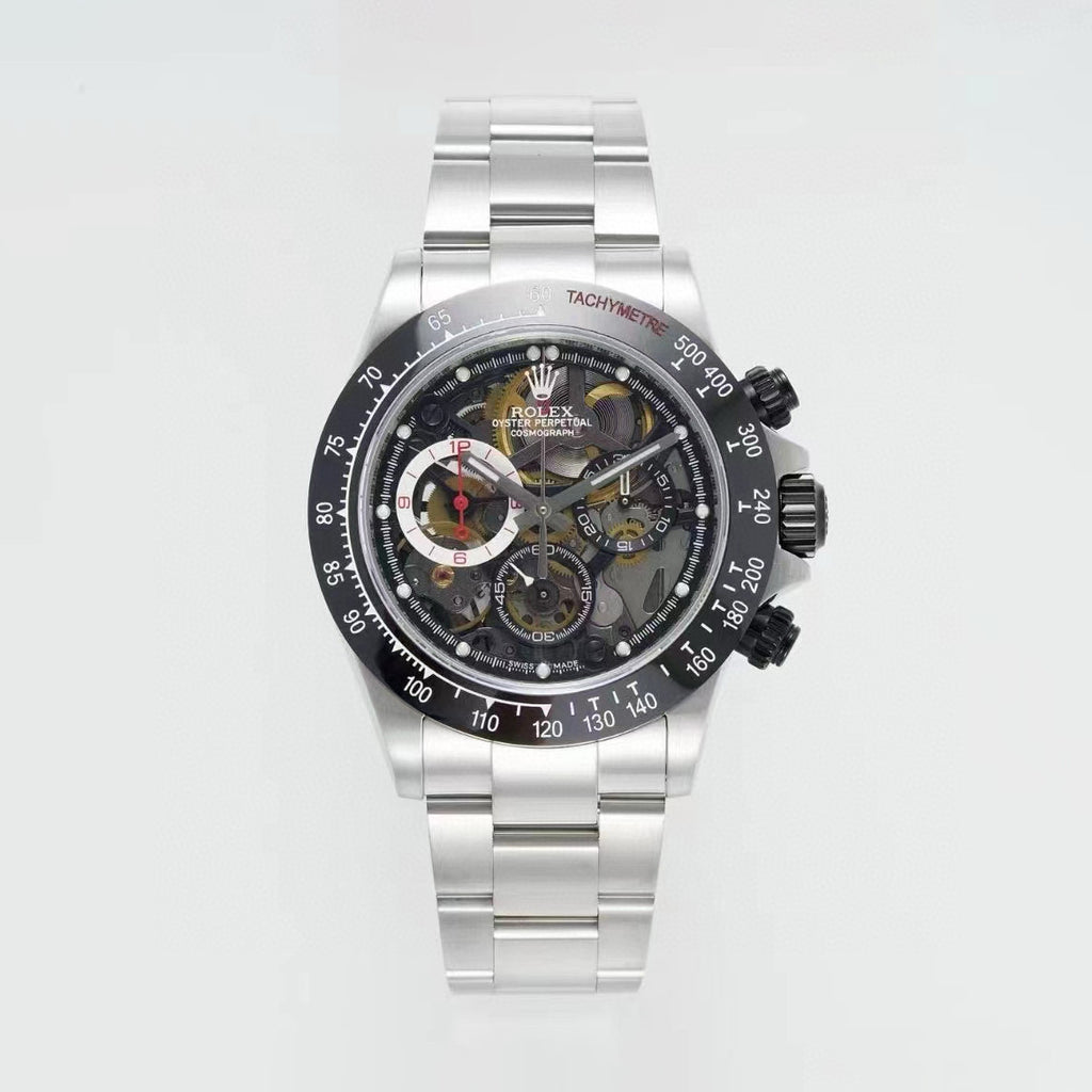 Rolex Men's Skeleton Dial Ceramic Bezel Steel Strap Mechanical Watch #97792
