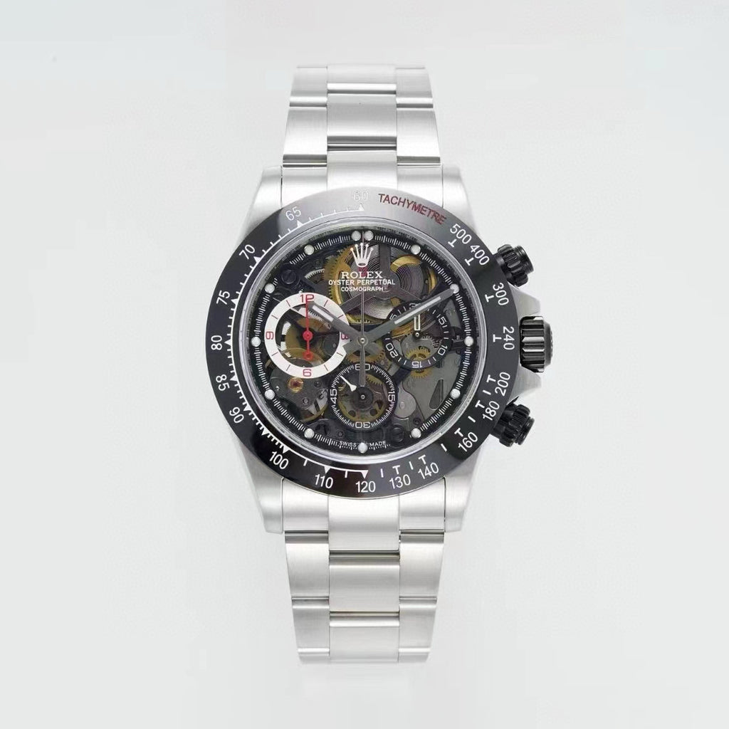 Rolex Men's Skeleton Dial Ceramic Bezel Steel Strap Mechanical Watch #97792