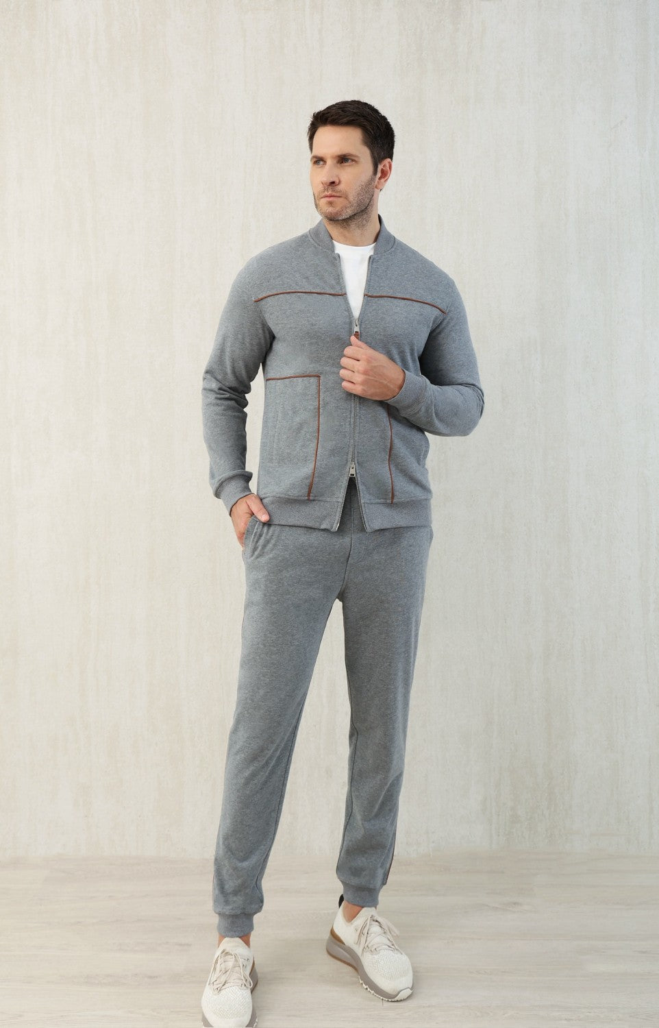 Brunello Cucinelli Men's Spring and Autumn Hooded Long Sleeve Cotton Casual Sports Sweatshirt Zipper Long Sleeve Jacket Ngvp #1766