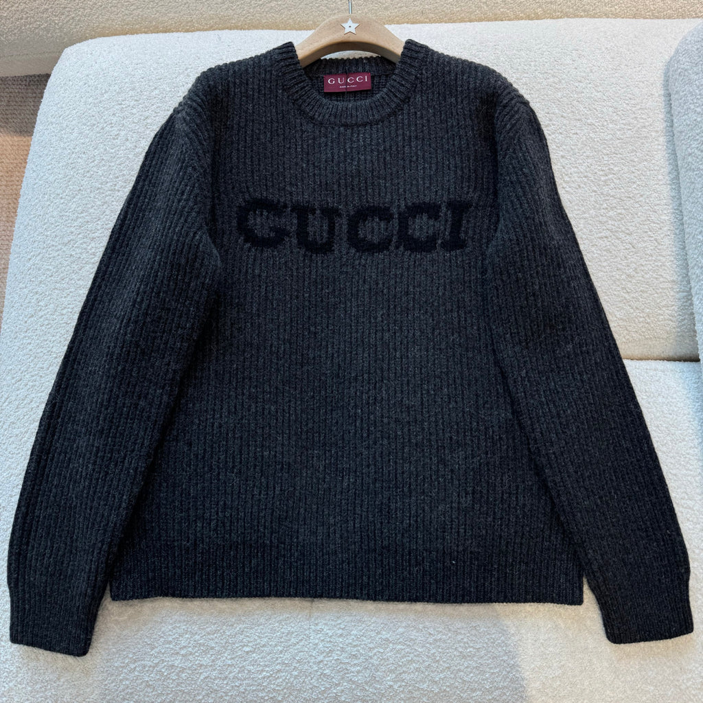 Gucci Men's And Women's Fall/winter Fashion Casual Solid Color Crew Neck Pullover With Letter Logo In Cashmere Sweater #79161