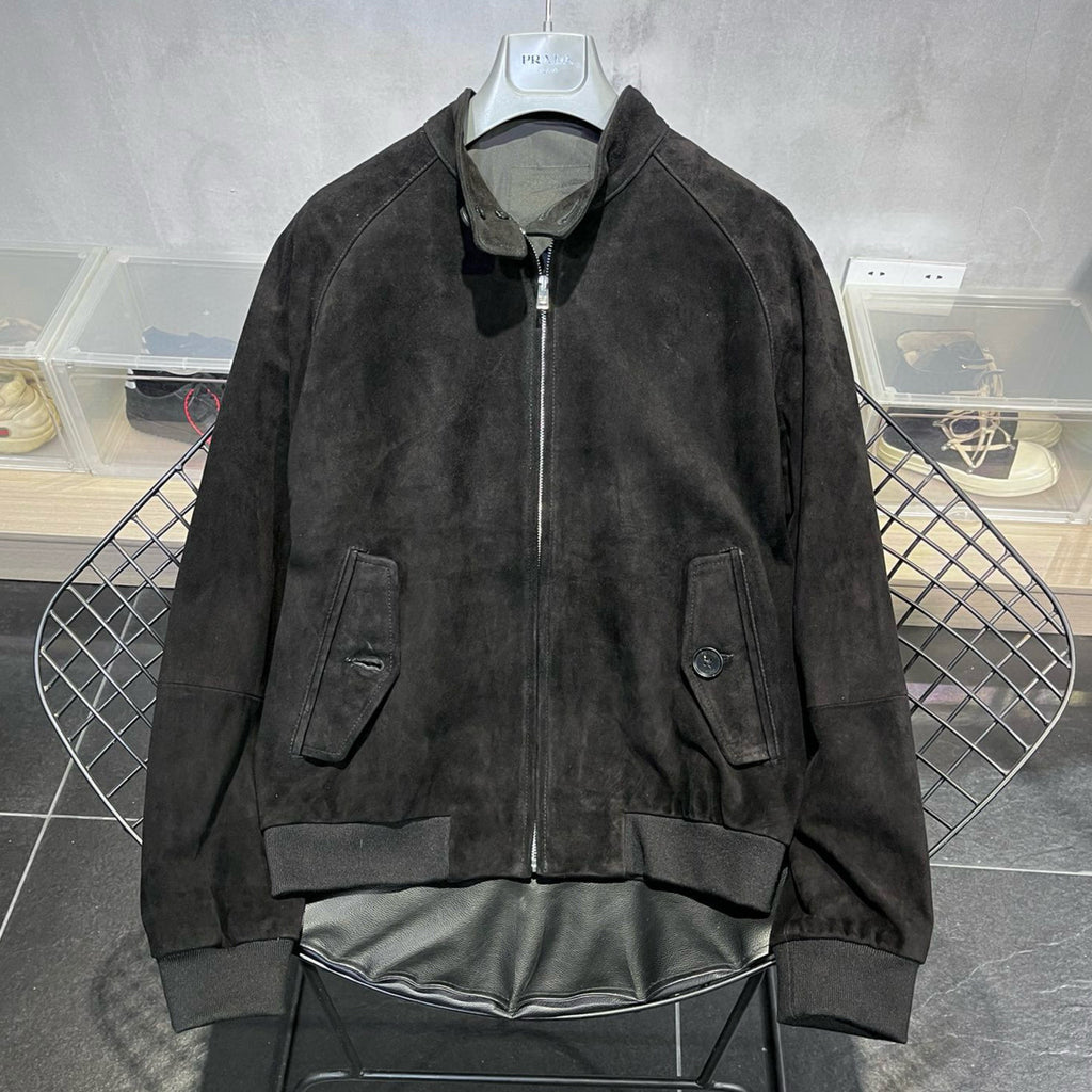 Prada Mens Suede Bomber Jacket Spring And Autumn Classic Solid Color Fashion Casual Fitted Jacket Coat Ngvp #8761