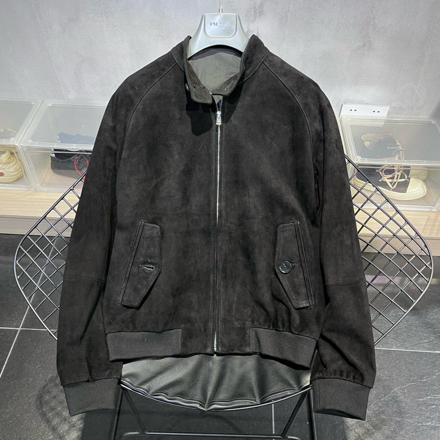 Prada Mens Suede Bomber Jacket Spring And Autumn Classic Solid Color Fashion Casual Fitted Jacket Coat Ngvp #8761