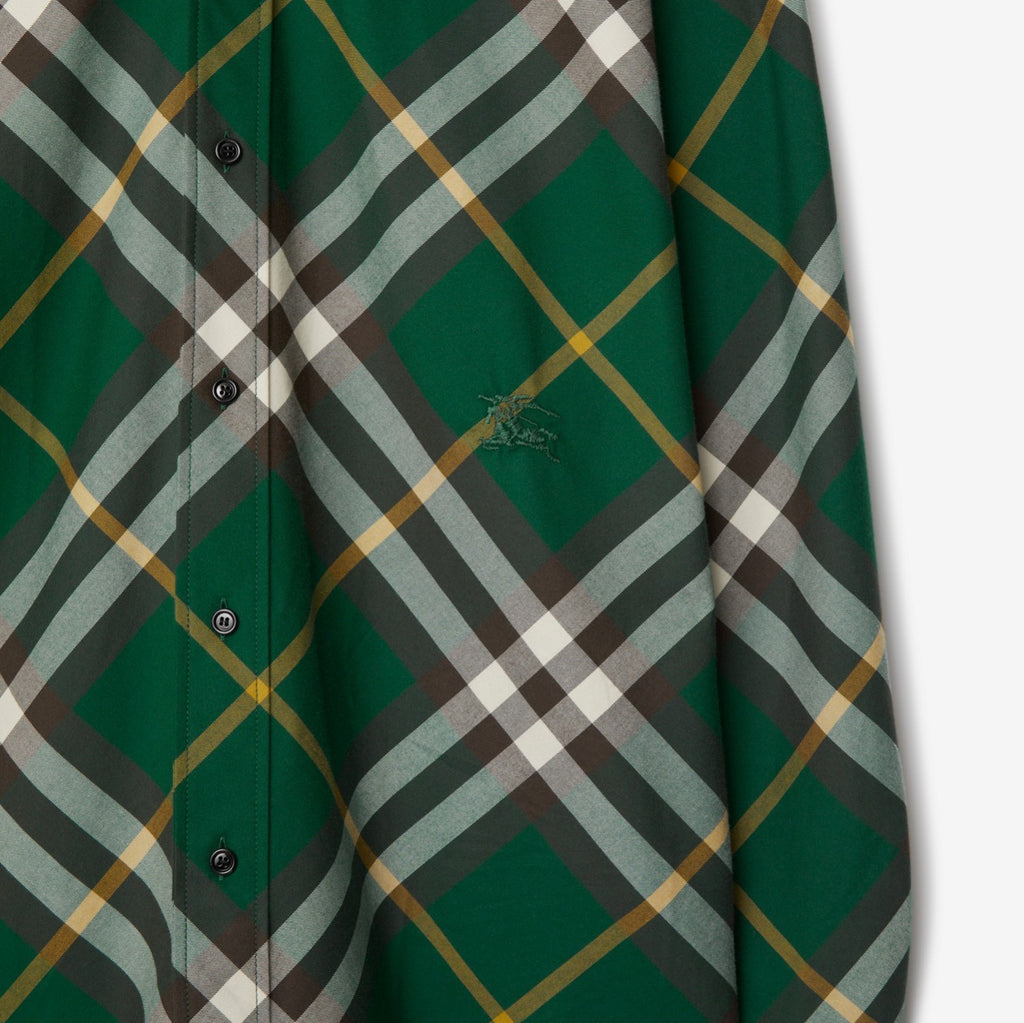 Burberry Men's Spring And Autumn New Retro Plaid Cotton Shirt Color Blocking Single-breasted Lapel Button Down Shirt  #71363