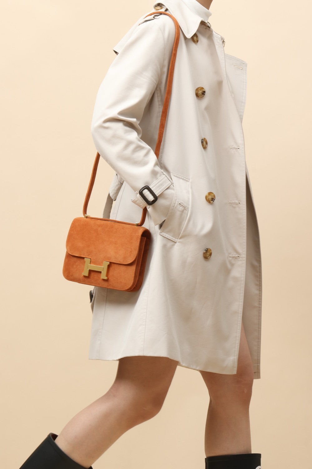 Hermès Suede Backpack Crossbody Bag #381136