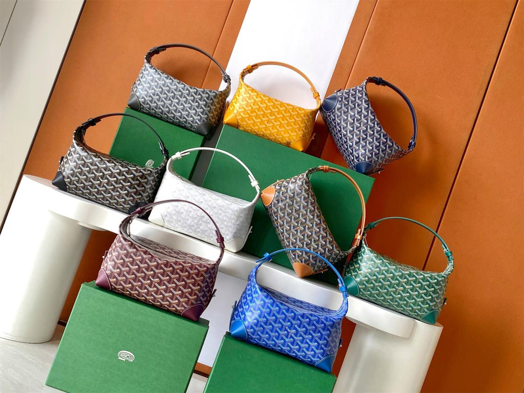 GOYARD Men's and Women's Solid Color Printed Zipper Leather Handbag Storage Bag Bags #77775