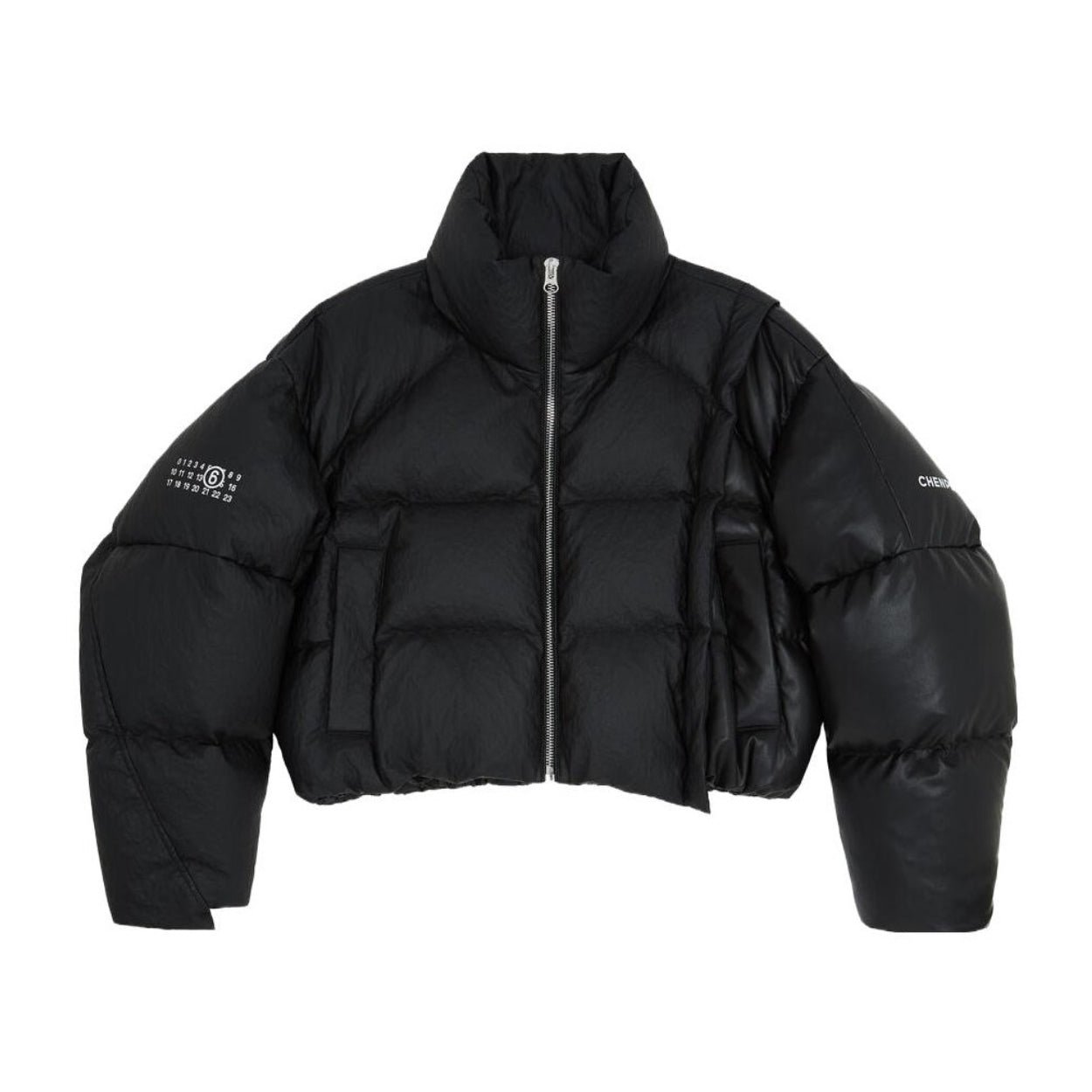 Maison Margiela Men's Winter Black Pleated Wide Down Patchwork Shorts Down Puffer Jacket #97331