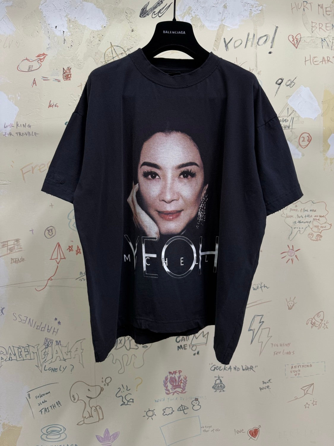 Balenciaga Men's and Women's Summer Portrait Printed Solid Colour Round Neck Cotton Short Sleeve T-Shirt #76597