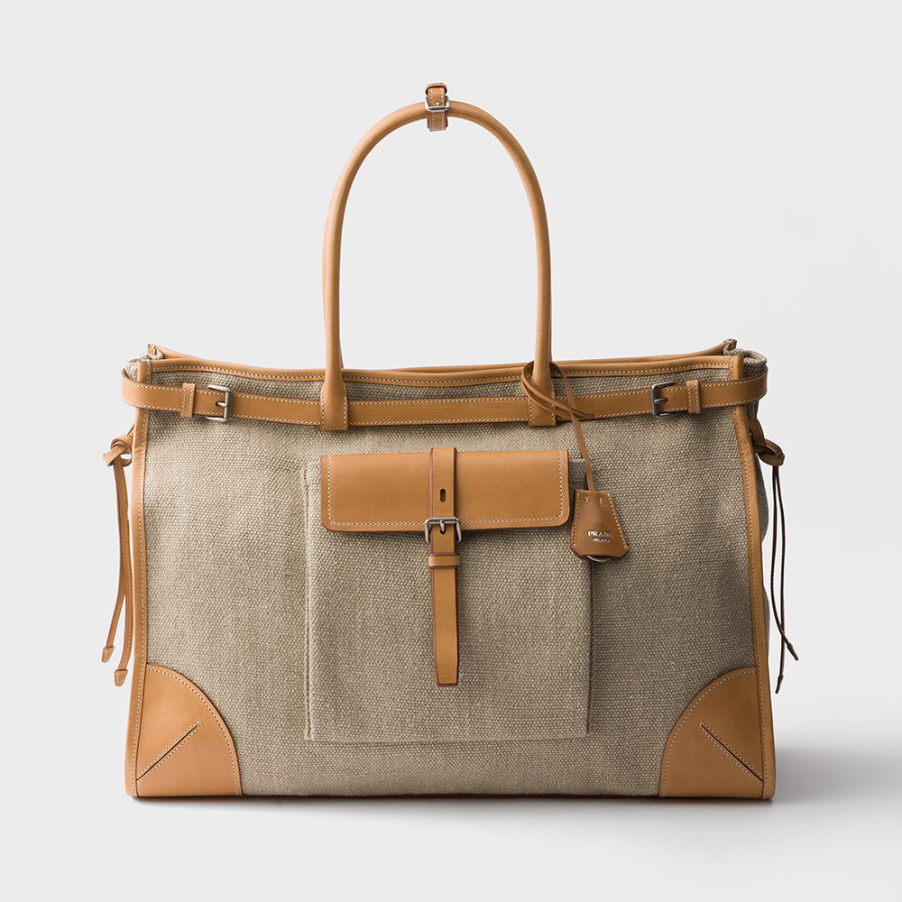 Prada Men's Bonnie Cowhide Tote Bag Suede Tote Bag Handbag Fashionable Belt Buckle Large Bags #84126A