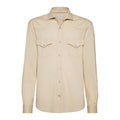 Brunello Cucinelli Men's Spring And Fall Cotton Lapel Solid Color Single-Breasted Chest Pocket Long Sleeve Fitted Shirt Ngvp #1557