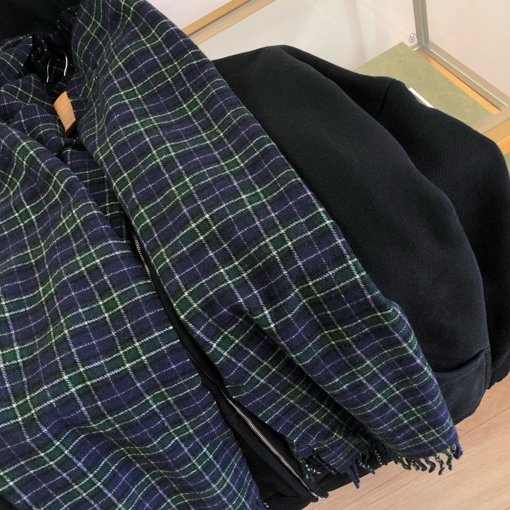 Balenciaga Men's Spring And Autumn UNITY Sports Logo Plaid Scarf Zipper Loose Solid Color Long Sleeve Hoodie Sweatshirt Jacket Ngvp #9481