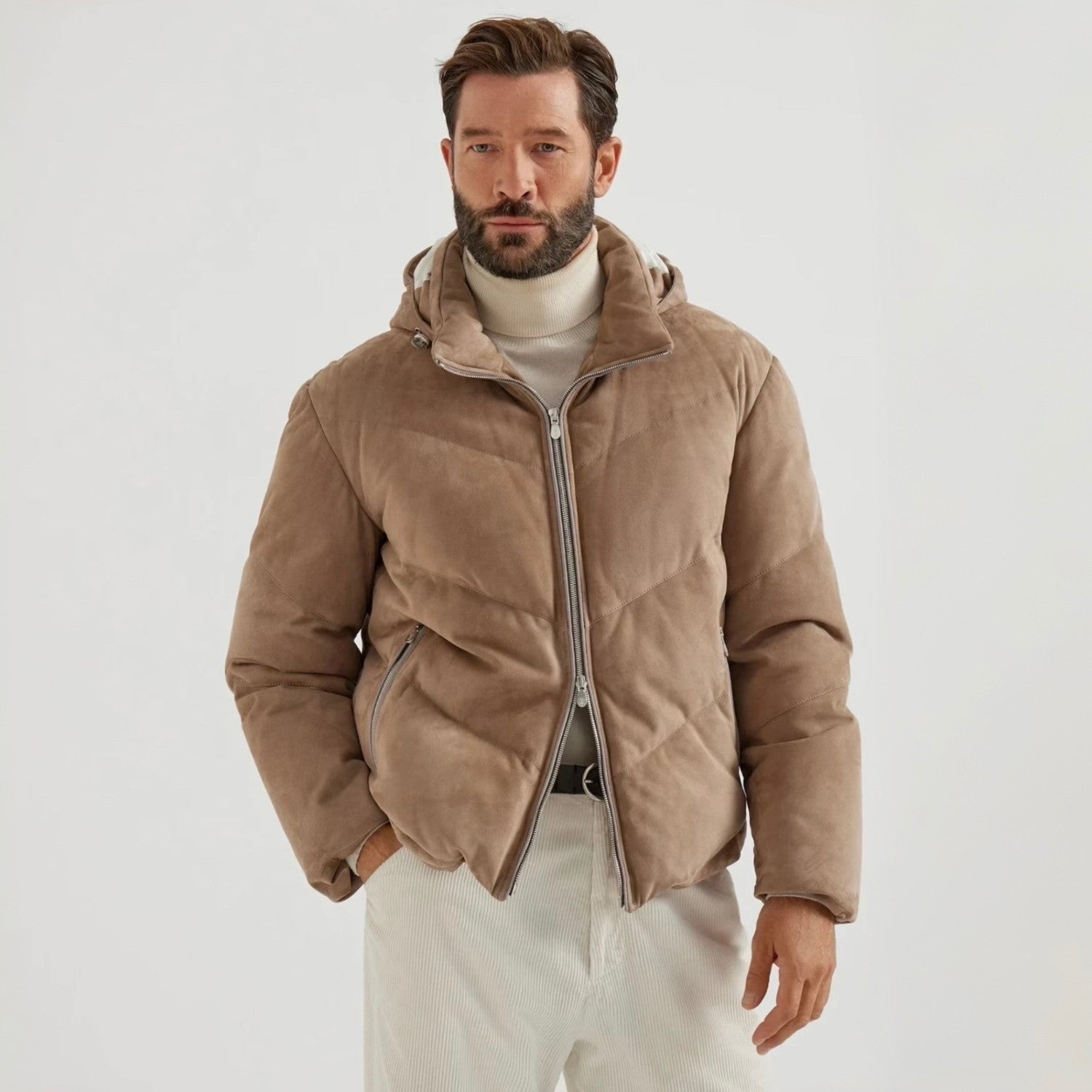 Brunello Cucinelli Quilted suede down jacket #333856