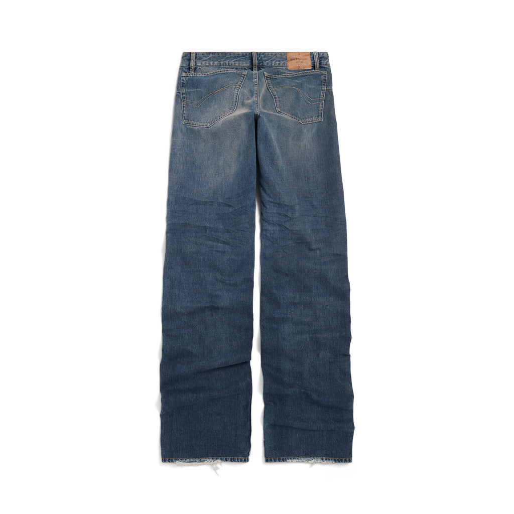 Balenciaga Men's Spring And Summer Blue Cotton Fitted Low Waist Denim Pants Fashion High Street Trend Straight Wide Leg Casual Trousers Ngvp #1719