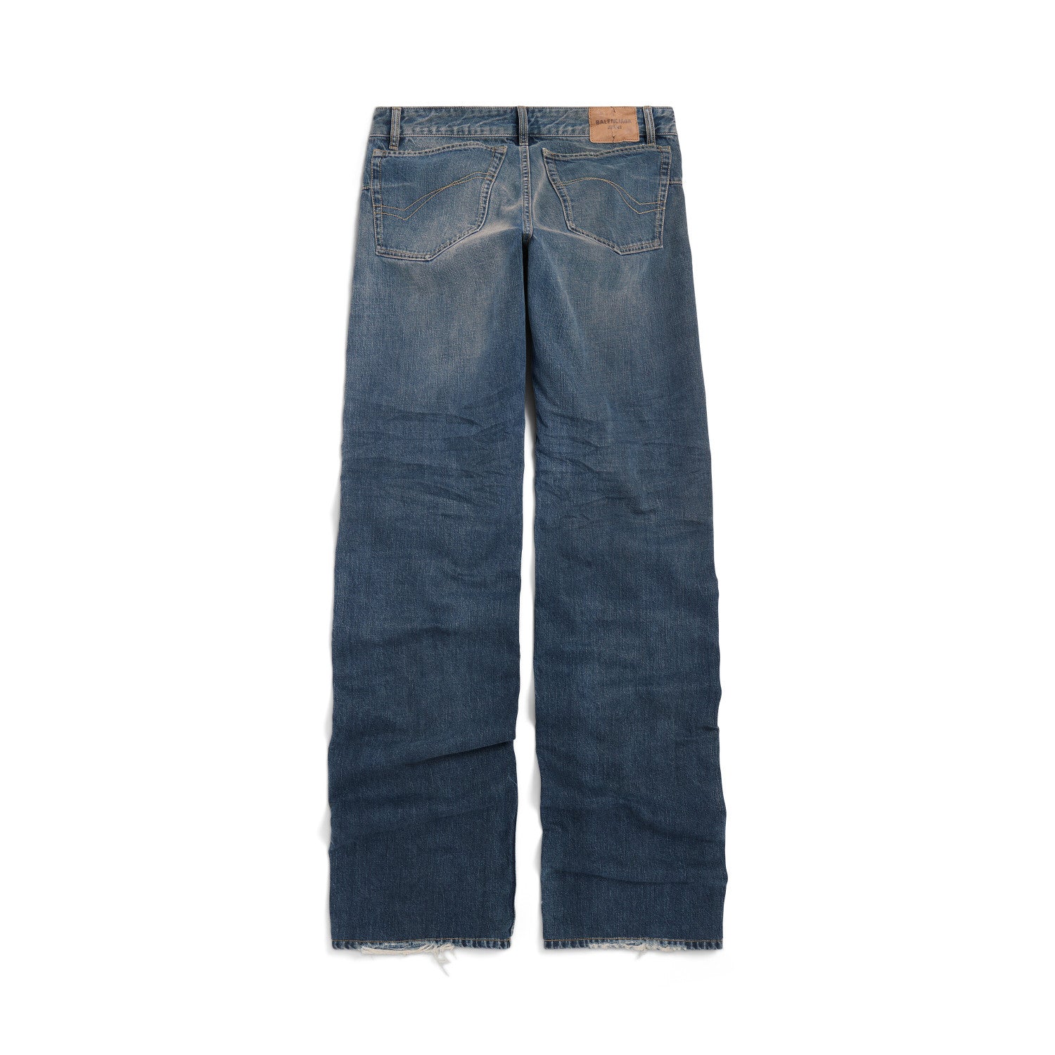 Balenciaga Men's Spring And Summer Blue Cotton Fitted Low Waist Denim Pants Fashion High Street Trend Straight Wide Leg Casual Trousers Ngvp #1719