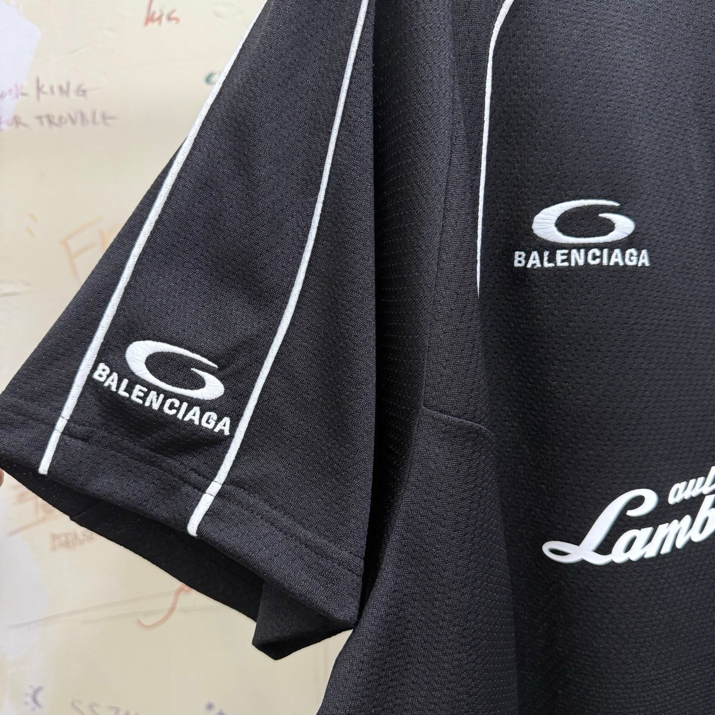 Balenciaga Men's And Women's Spring/Summer Fashion Casual Solid Color High Density Mesh Loose Fit Embroidered Logo T-shirt Loose Fit Casual Stretch Shorts Suit Set #78258