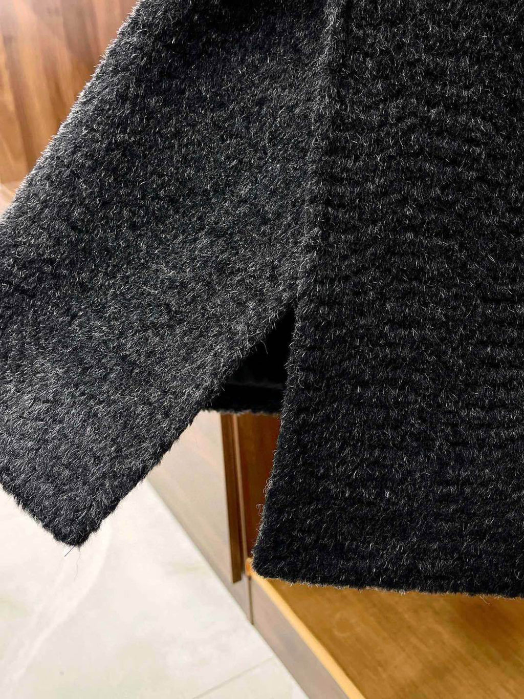 Hermes Men's Fall And Winter Water Wave Texture Casual Double-Breasted Medium-Length Wool Blend Coat Ngvp #9882